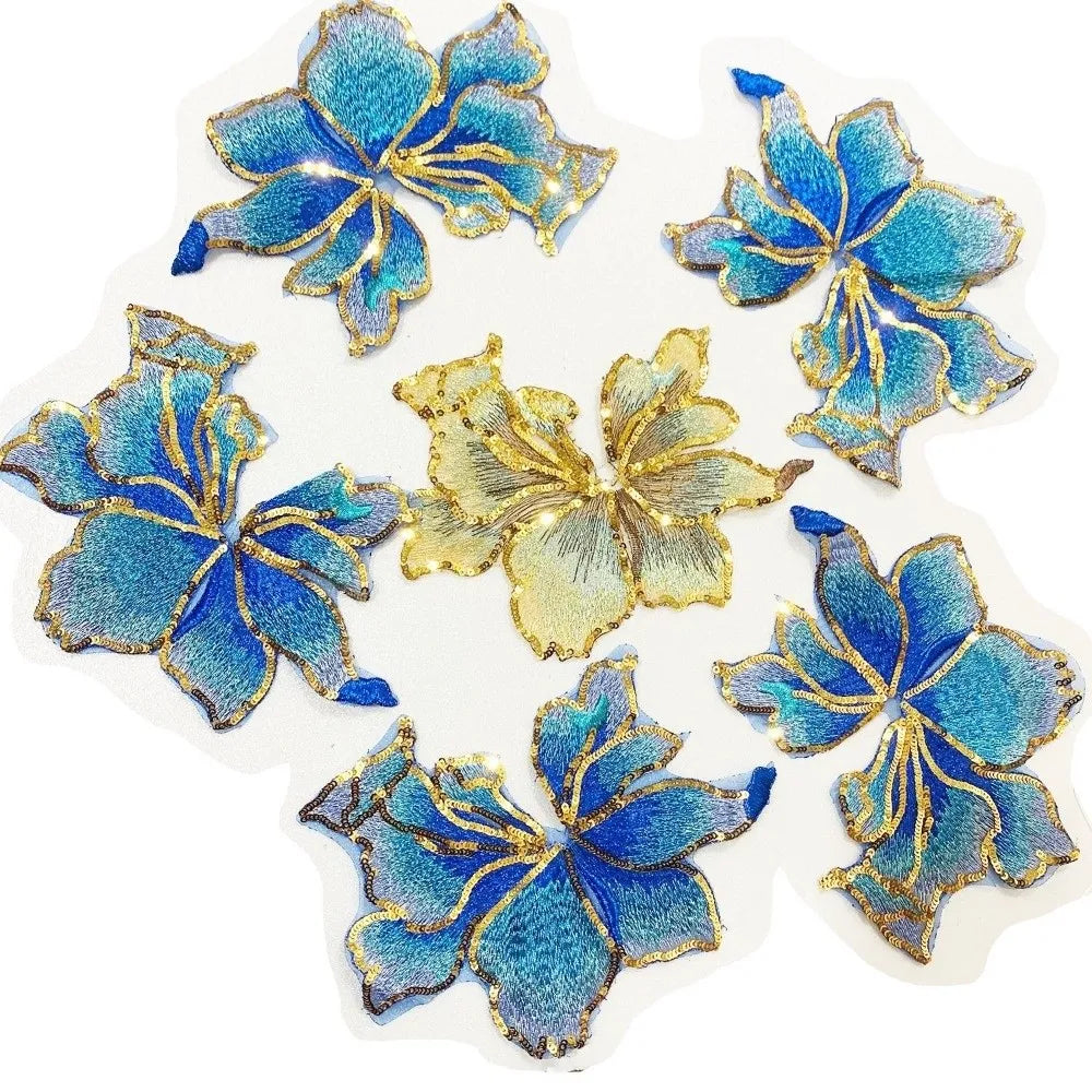 3D Sequin Flower Embroidery Applique Sew-On Lace Patch DIY