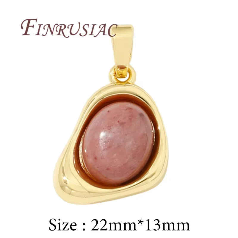 18K Gold Plated Natural Stone Charms – DIY Jewelry Pendants