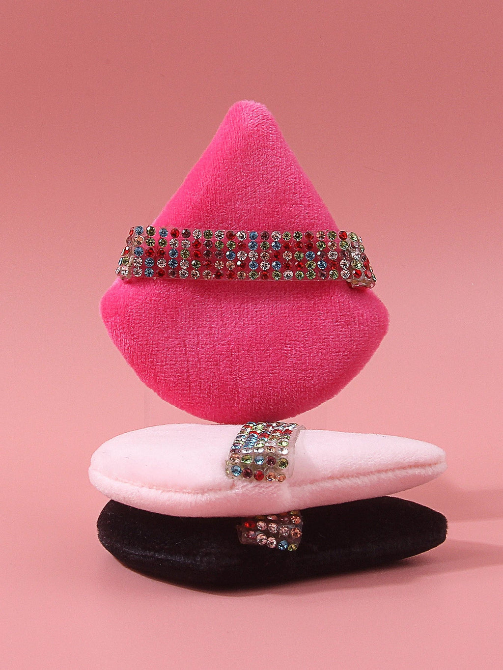 3Pcs Diamond Triangle Velvet Powder Puff Makeup Sponge Set