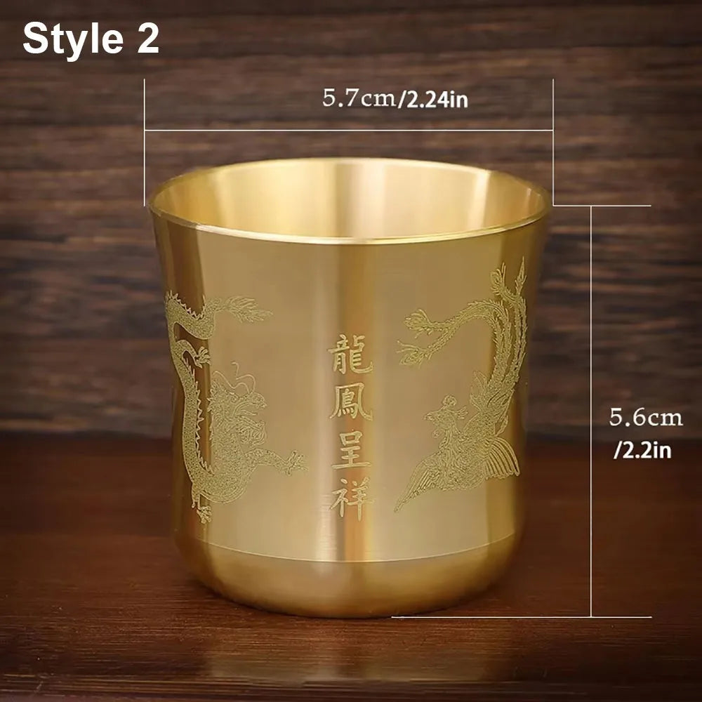 Brass Baifu Cup Cornucopia Desktop Ornament – 6cm Polished