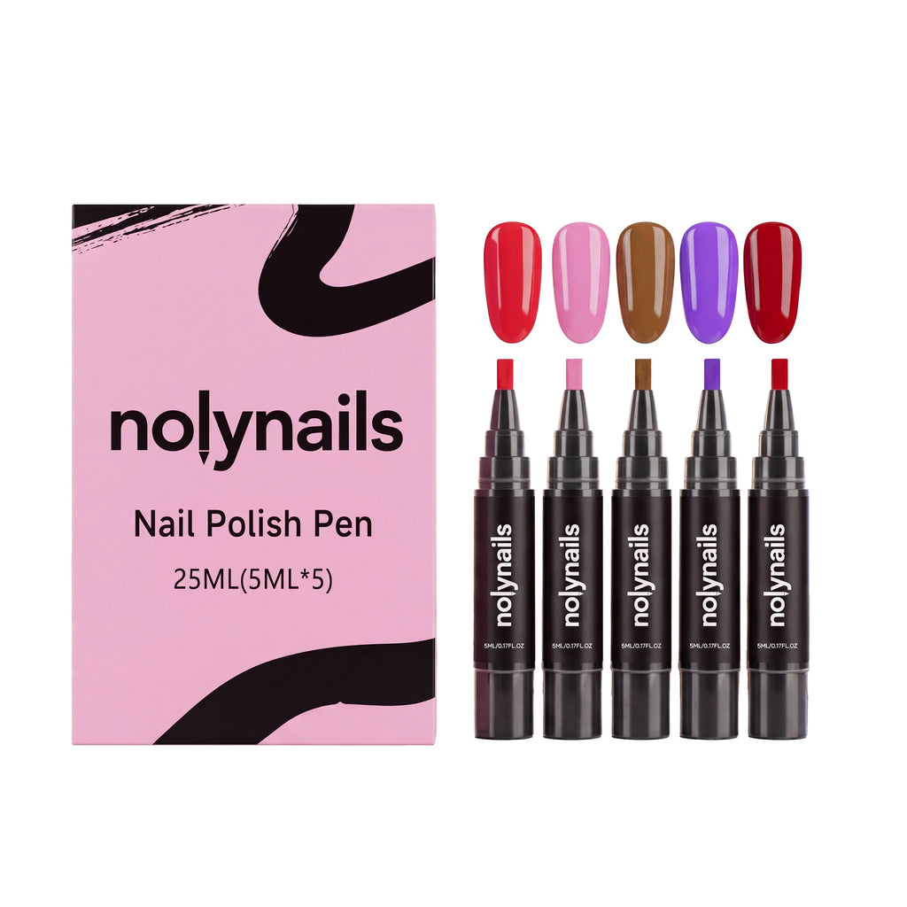 5-Color Gel Nail Polish Pen Set – Quick Dry, No UV Needed