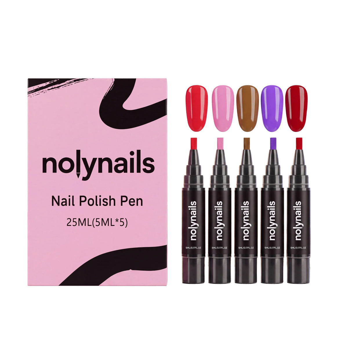 5-Color Gel Nail Polish Pen Set – Quick Dry, No UV Needed