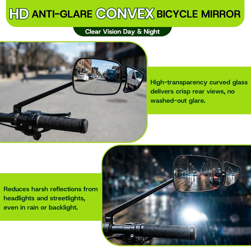 BUCKLOS 360° Adjustable Wide-Angle Bike Handlebar Mirror