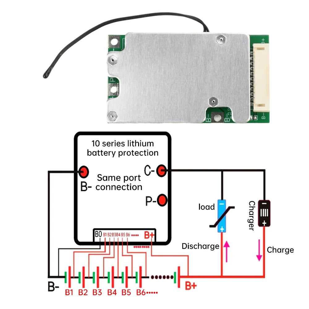 BMS 10S 36V 30A Li-Ion Battery Management Board with Balancing