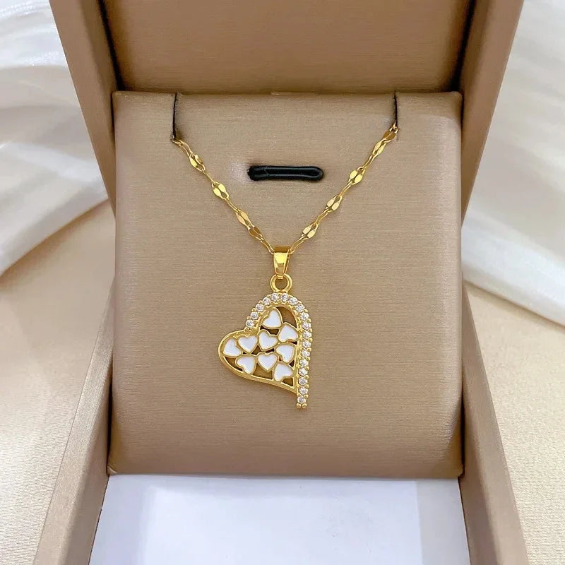 Women's Gold Heart Pendant Necklace – Stainless Steel Choker