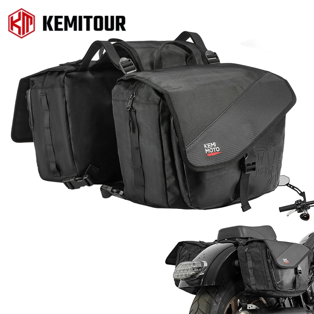 KEMITOUR 40L Motorcycle Saddlebags with Rain Cover | Panniers