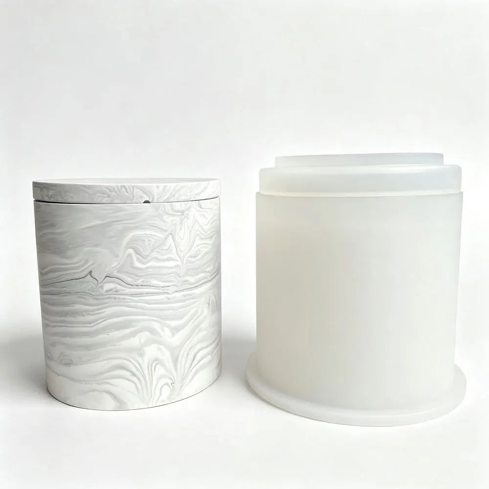 Silicone Candle Jar Mold with Lid | Round Concrete Craft Mould