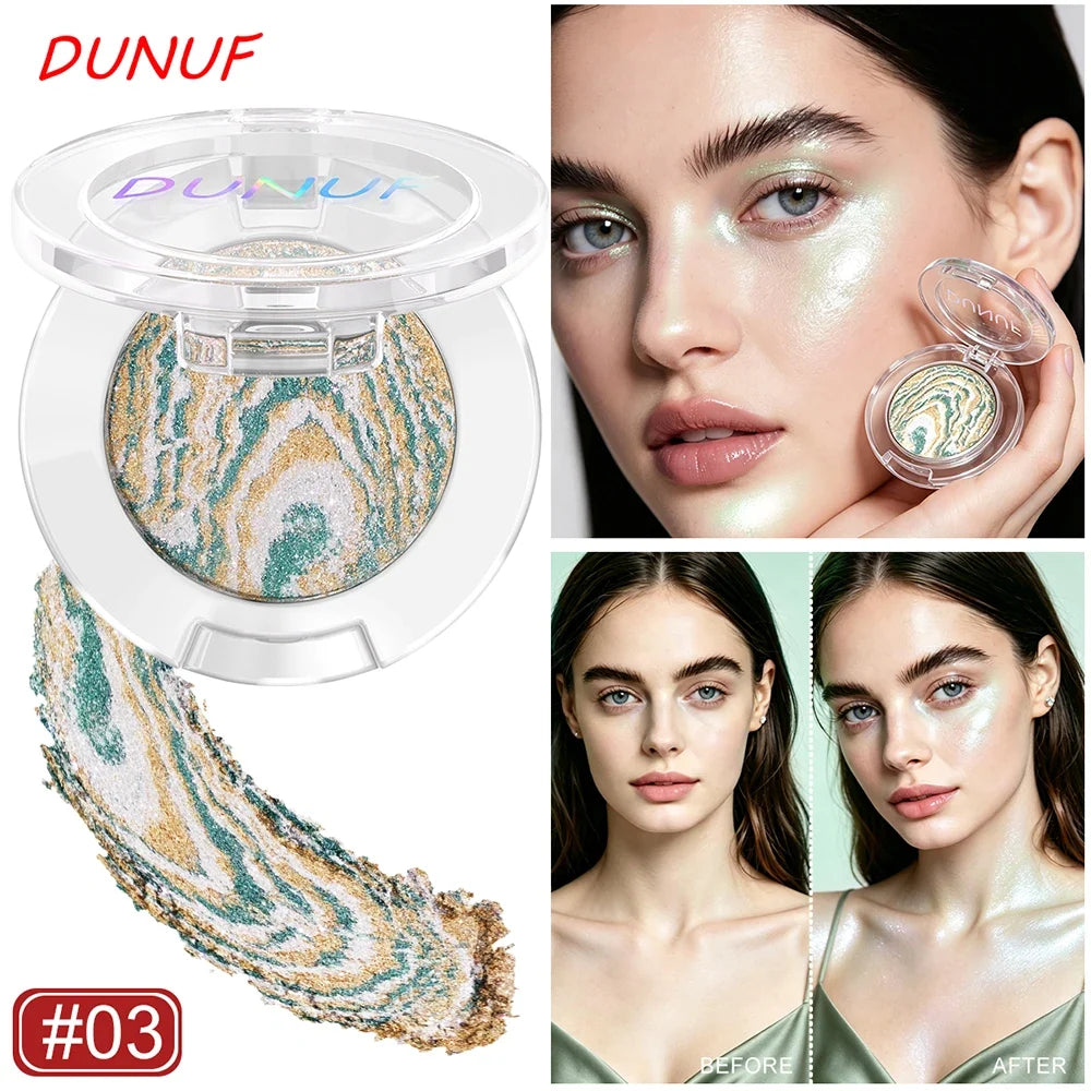 DUNUF Marbled Baked Highlighter Palette – Shimmer Contour Powder