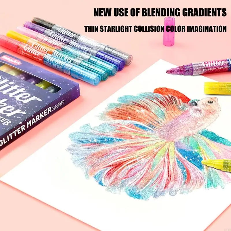 Double-Ended Glitter Markers 8-Piece Set – 16 Colors