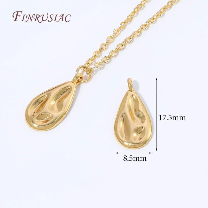 18K Gold Plated Teardrop Charms | Brass Water Drop Pendants