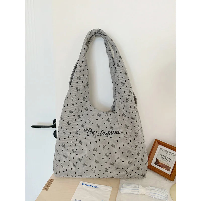Korean Style Corduroy Tote Bag – Women's Casual Shoulder Bag