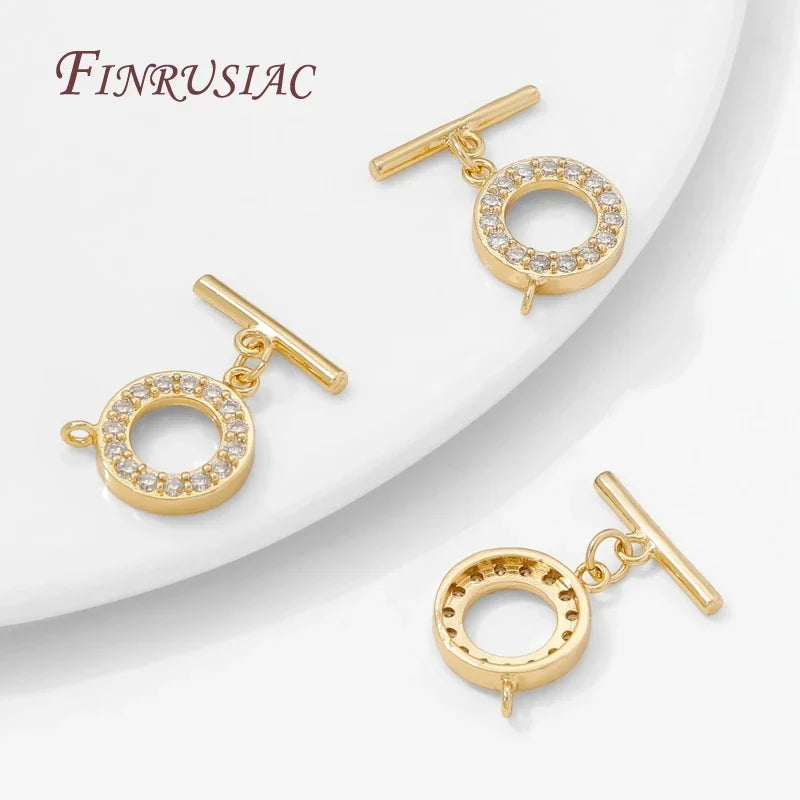 18K Gold Plated Toggle Clasp – Brass Zircon OT DIY Jewelry
