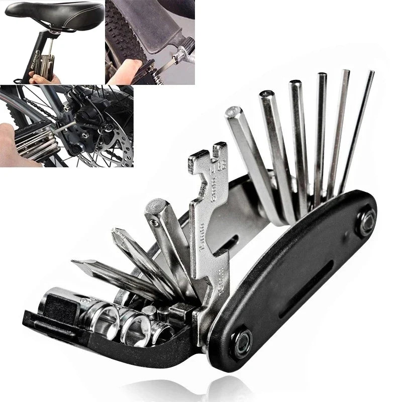 16-in-1 Bicycle Multitool – Hex Wrench, Spoke & Tyre Levers