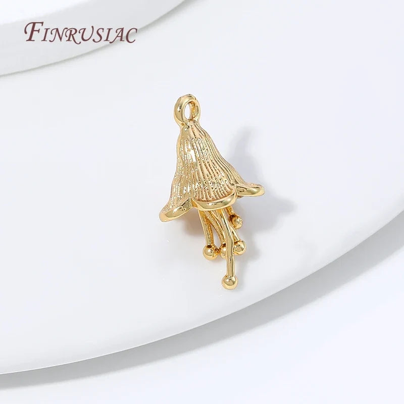 18K Gold Plated Jellyfish Charm – Brass Marine DIY Pendant