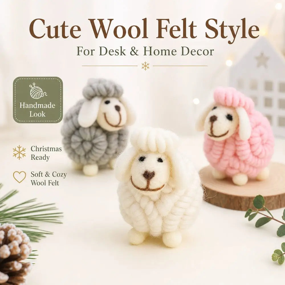 Wool Felt Christmas Sheep Figurine Nordic Lamb Ornament