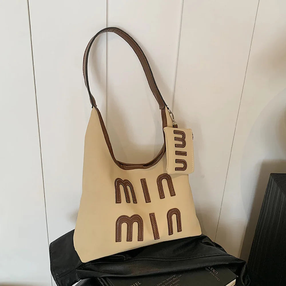 Women's PU Leather Shoulder Tote Bag with Coin Purse | Large