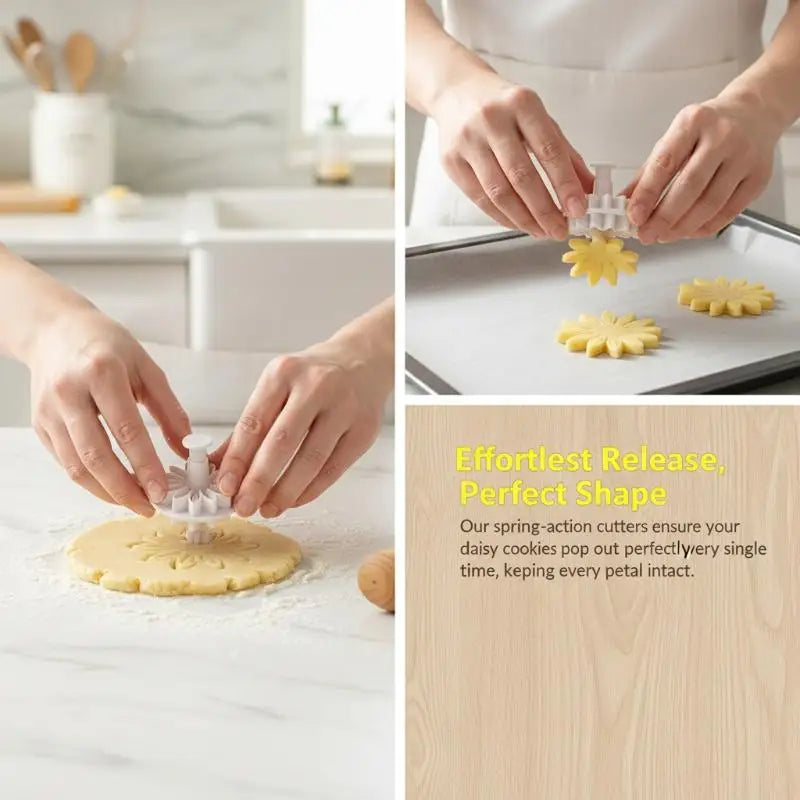 4-Piece Flower Fondant Plunger Cookie Cutter Mold Set