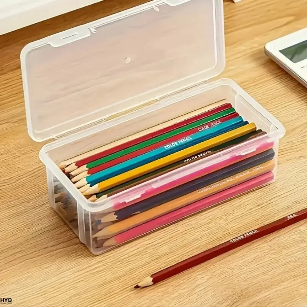 4Pcs Clear Plastic Storage Boxes with Lids – Desktop Organizer