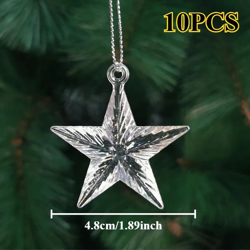 10-Pack Clear Acrylic Snowflake Christmas Ornaments | Xmas Decor