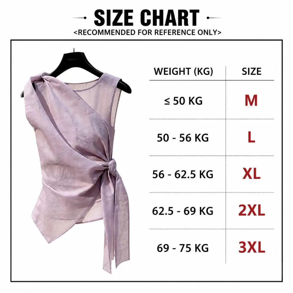 Women's Sleeveless Tulle Tie-Front Top | Elegant Chinese Style