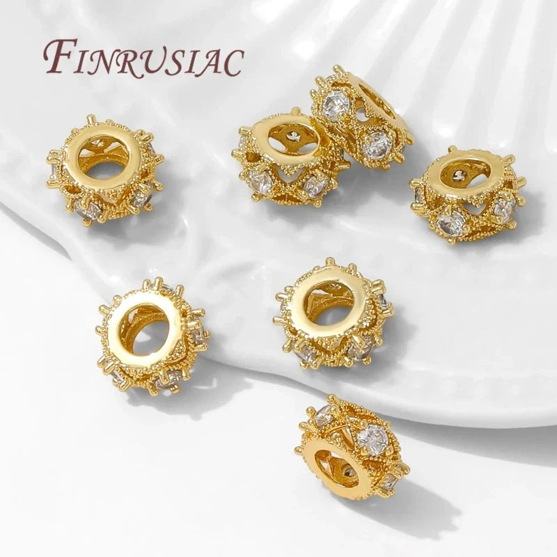 18K Gold Plated Zircon Round Spacer Beads – DIY Jewelry Making