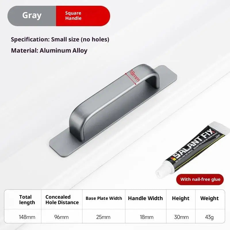 Drill-Free Aluminum Adhesive Door Handle for Sliding Doors & Drawers