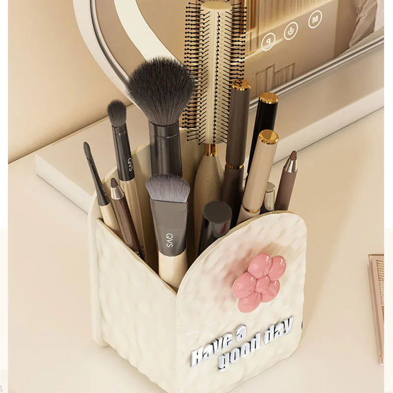 Desktop Makeup Brush & Cosmetic Organizer Storage Box