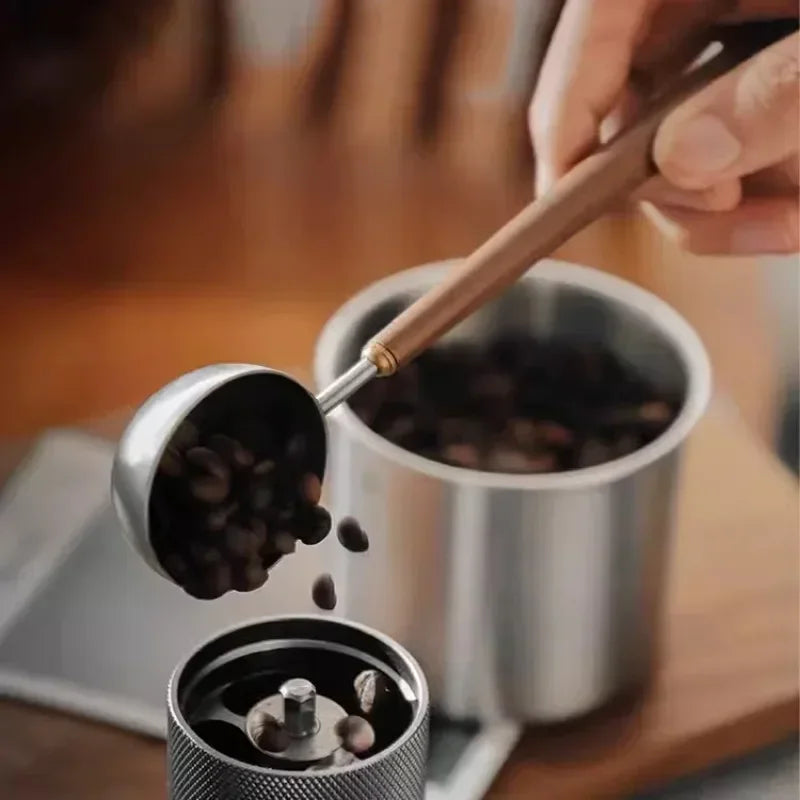 Stainless Steel Coffee Scoop Walnut Wood Handle 8/25ml