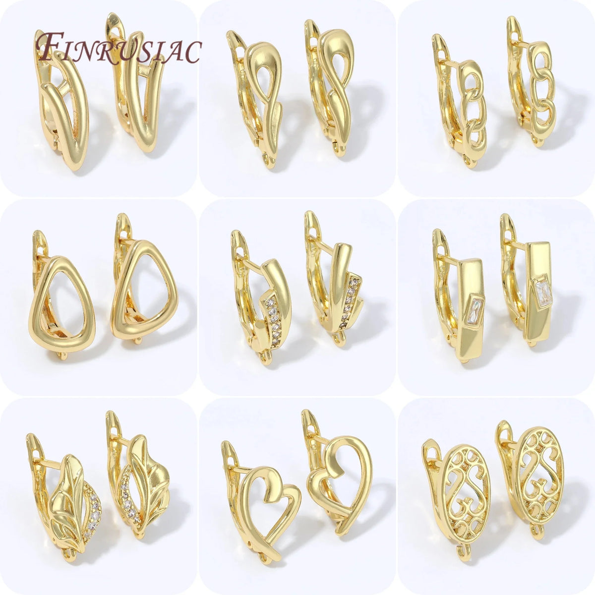 18K Gold Plated Zircon Huggie Earring Findings | DIY Jewelry