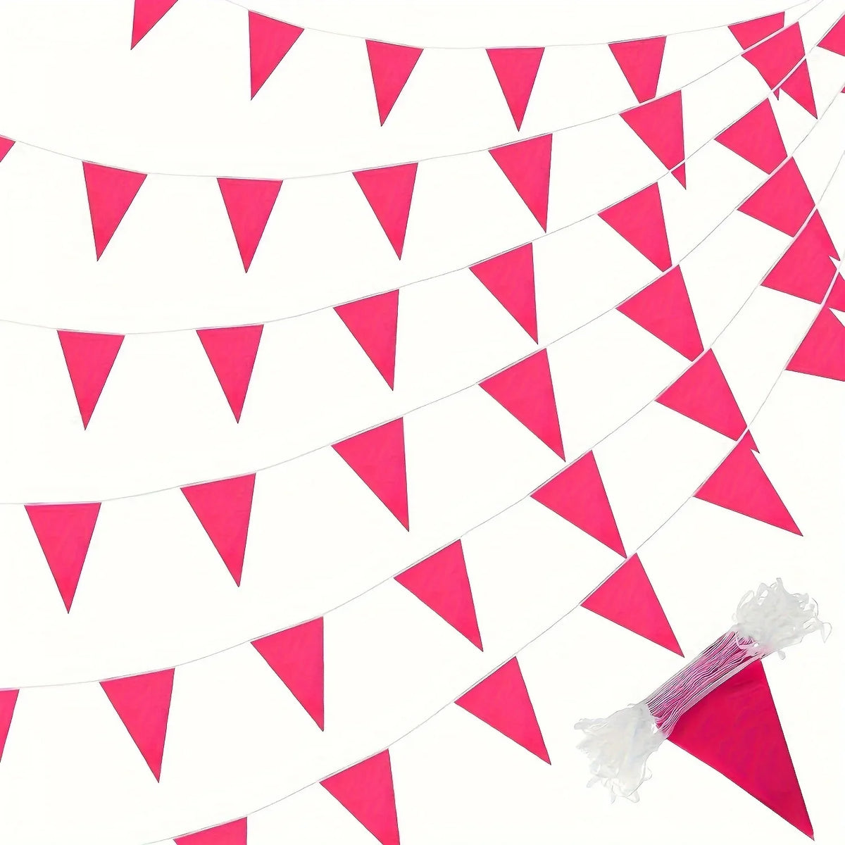 Rose Pink Pennant Banner 33ft DIY Bunting Flags | Party Decor