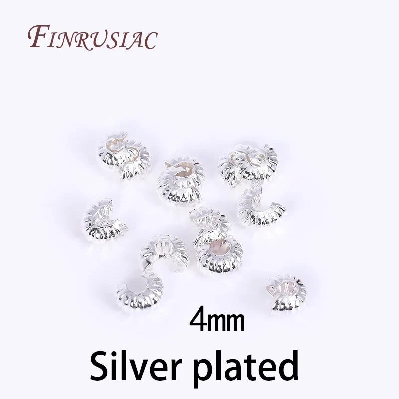 4MM Gold Plated Crimp Bead Covers | Strip Pattern DIY Findings