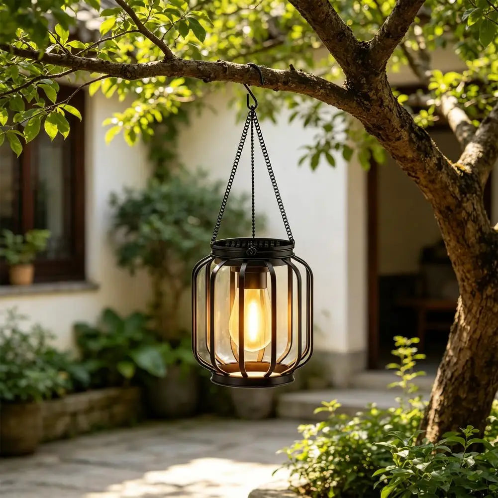 Solar Hanging Lantern Metal Mesh Outdoor Garden Patio Décor