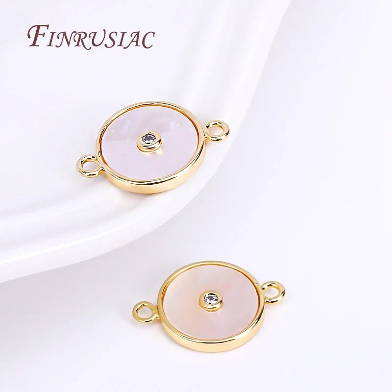 18K Gold Plated Shell Connector Charms | Zircon DIY Pendants