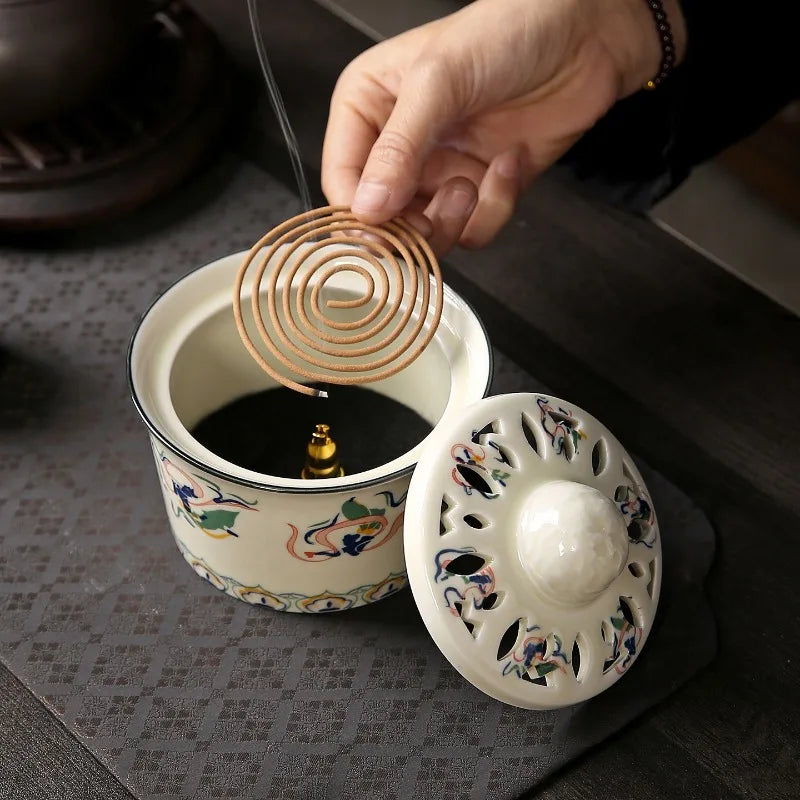 Ceramic Incense Burner with Cover – Zen Aromatherapy Décor