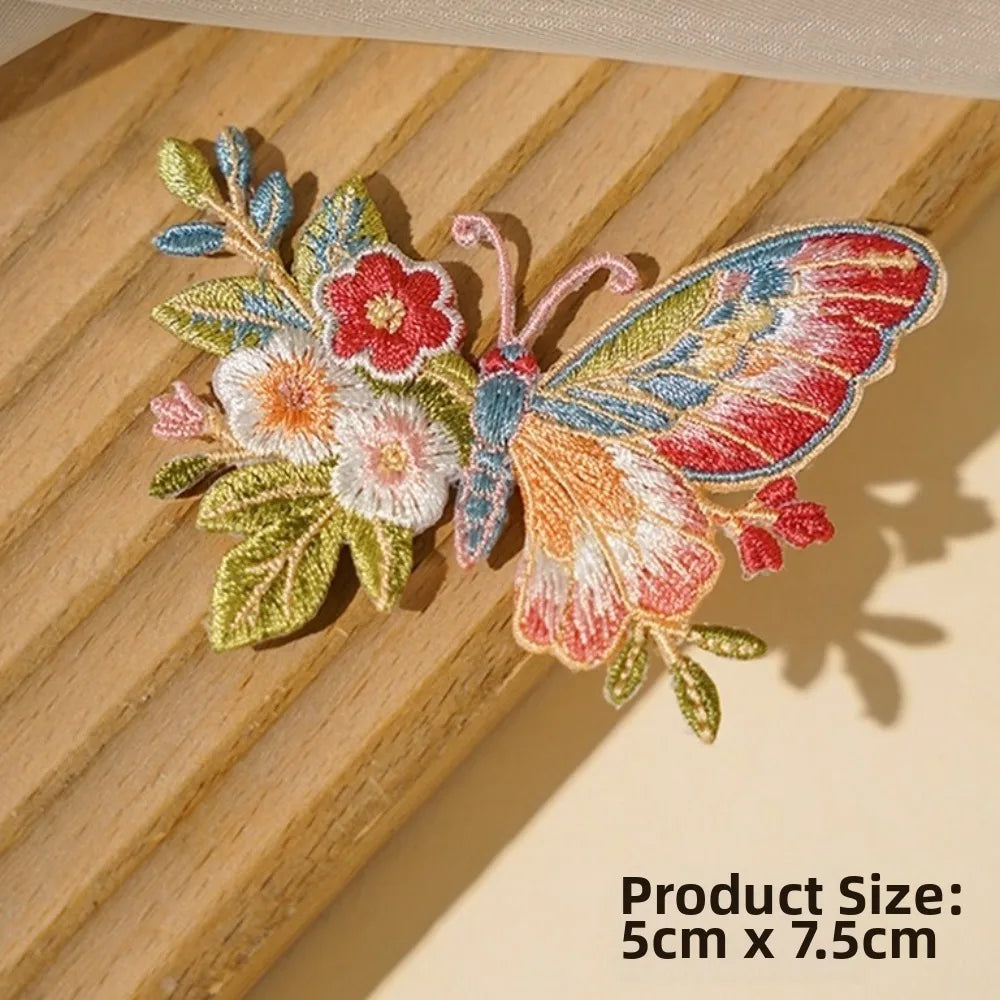2Pcs 3D Butterfly Embroidery Iron-On Patches – Floral Applique