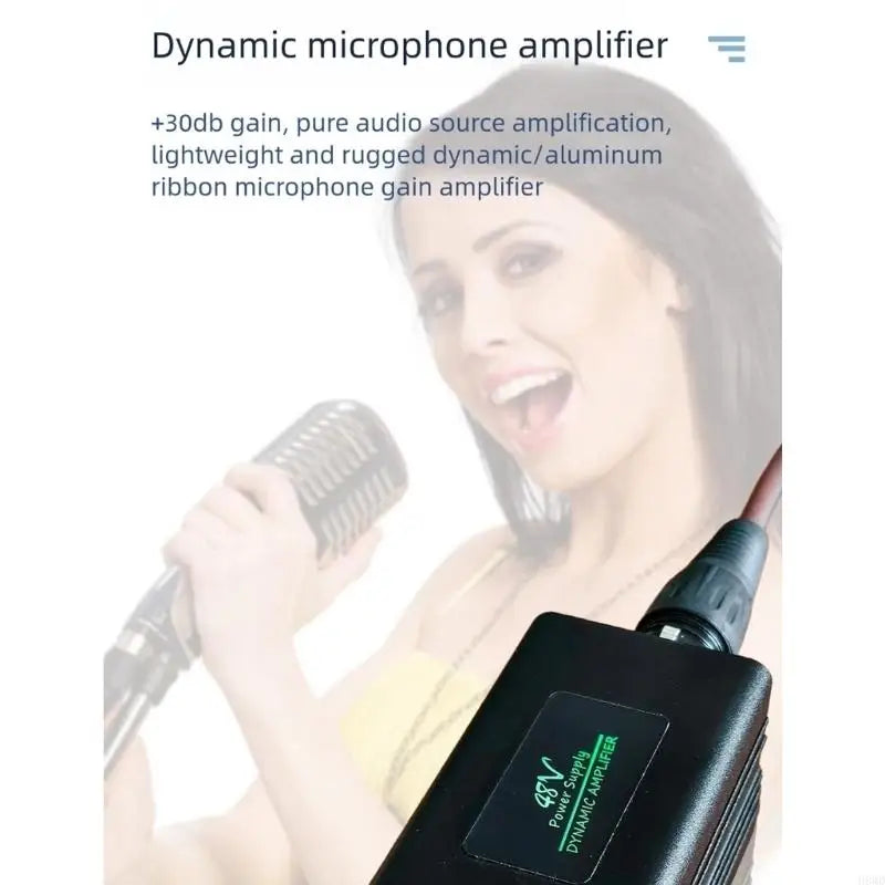 Portable Dynamic Mic Amplifier | 48V Phantom Power +30dB Gain