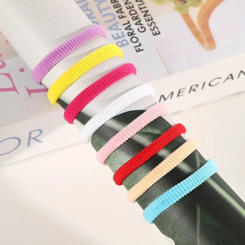 100pcs Mini Elastic Hair Ties Multicolor – Gentle & Secure Hold