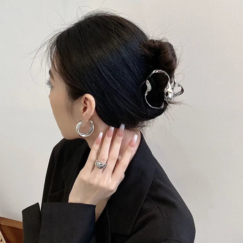 Metal Geometric Hair Claw Clips – Korean Style Barrettes Women