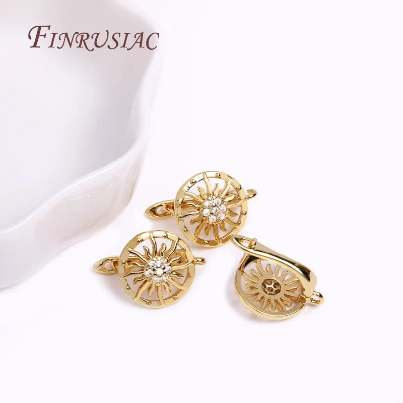 Sunflower Earring Hooks 18K Gold Plated DIY Jewelry Findings
