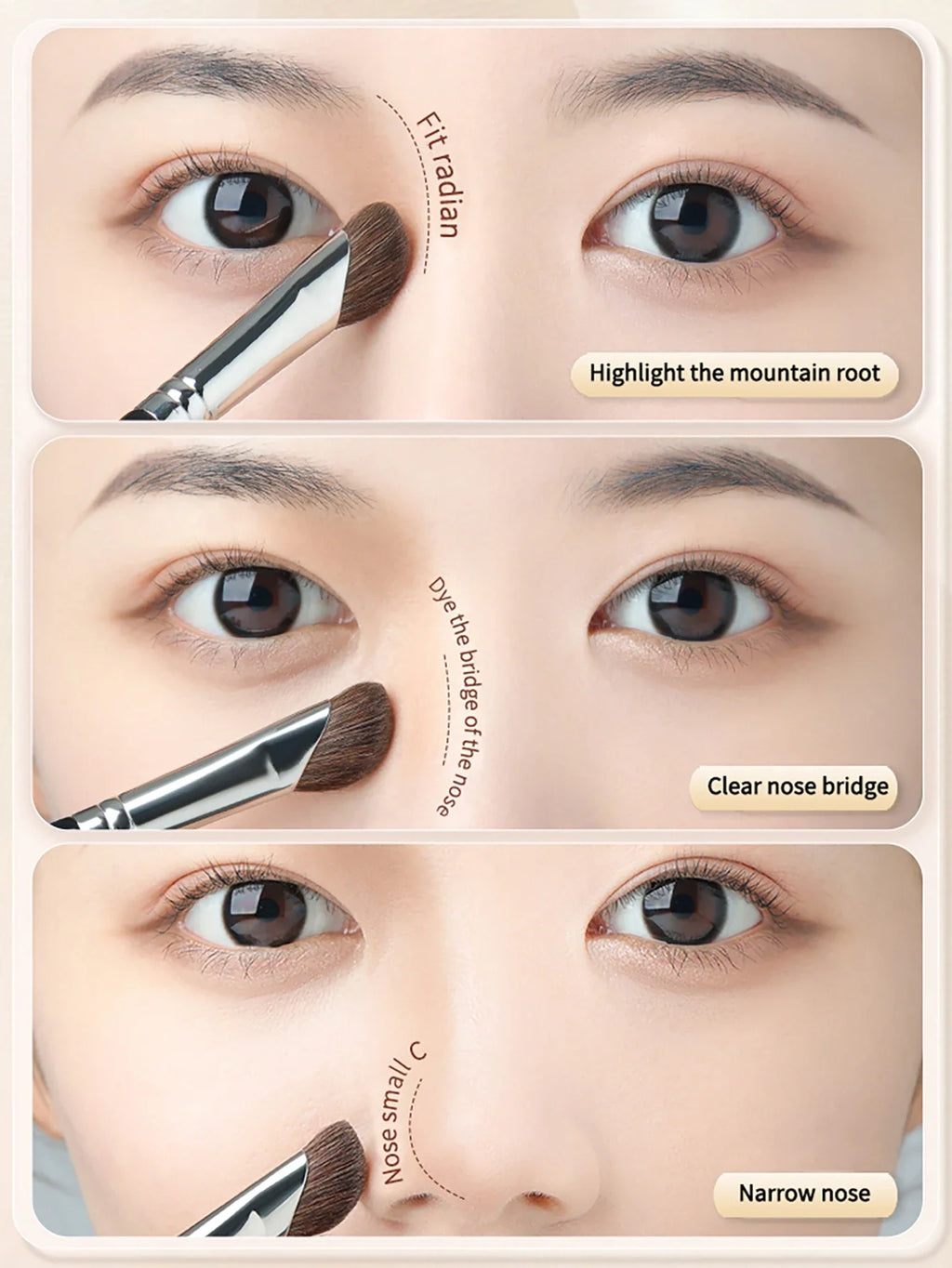 2-Piece Horsehair Contour & Nose Shadow Makeup Brush Set