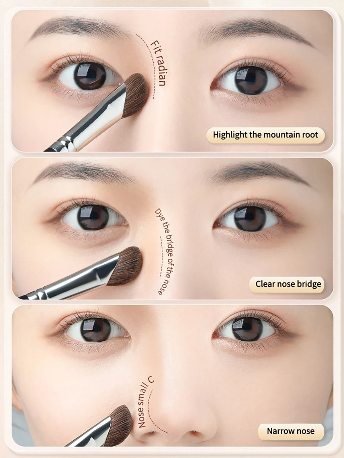 2-Piece Horsehair Contour & Nose Shadow Makeup Brush Set