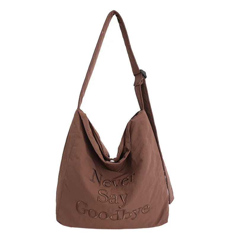 Korean Embroidered Nylon Tote Bag – Large Capacity Women's Bag