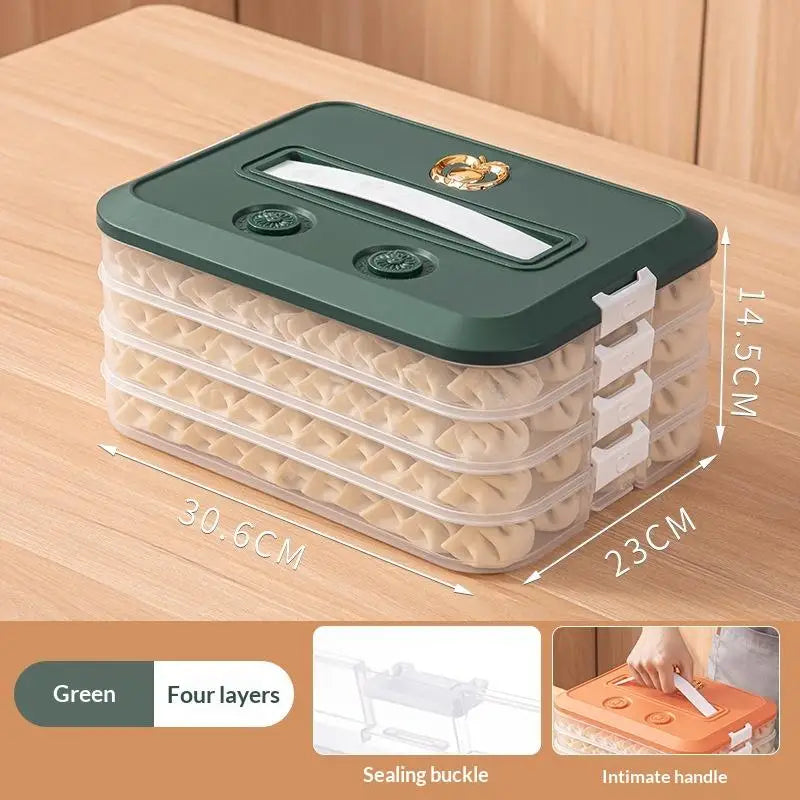 Stackable Dumpling Storage Containers with Airtight Lids 1-4 Layers
