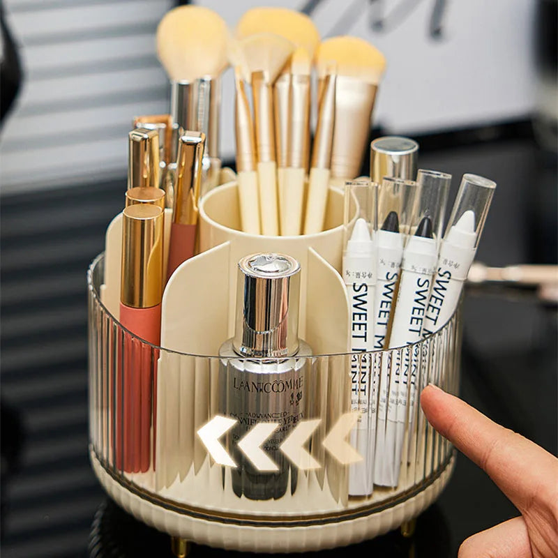 360° Rotating Makeup Brush Holder – Bear Lid, 7 Compartments