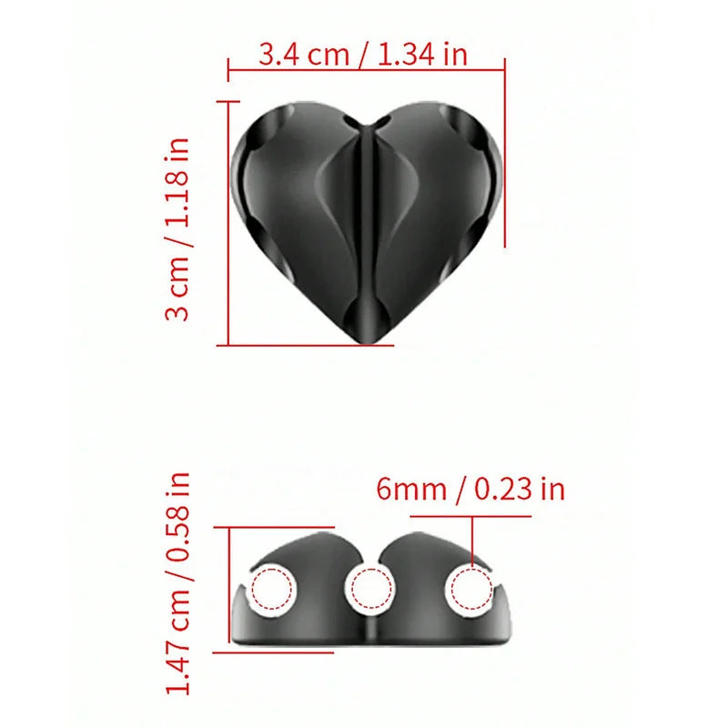 2pcs Heart-Shaped Cable Winder Clips – USB Cord Organizer
