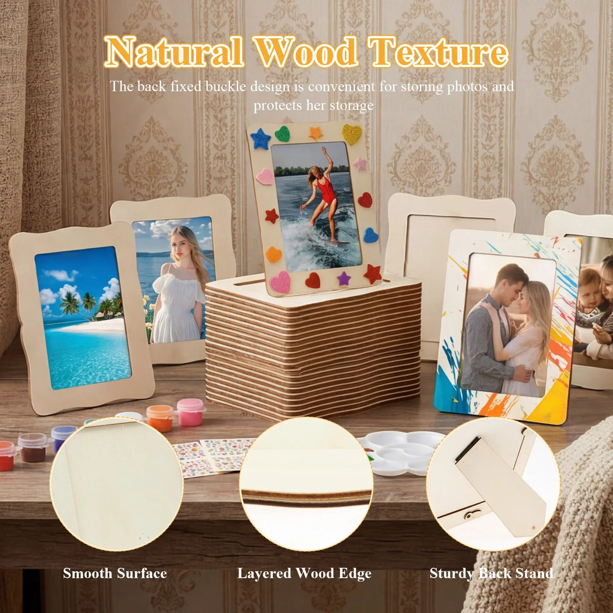 DIY Unfinished Wood Picture Frame Craft Kit – 24 Frames & Paints