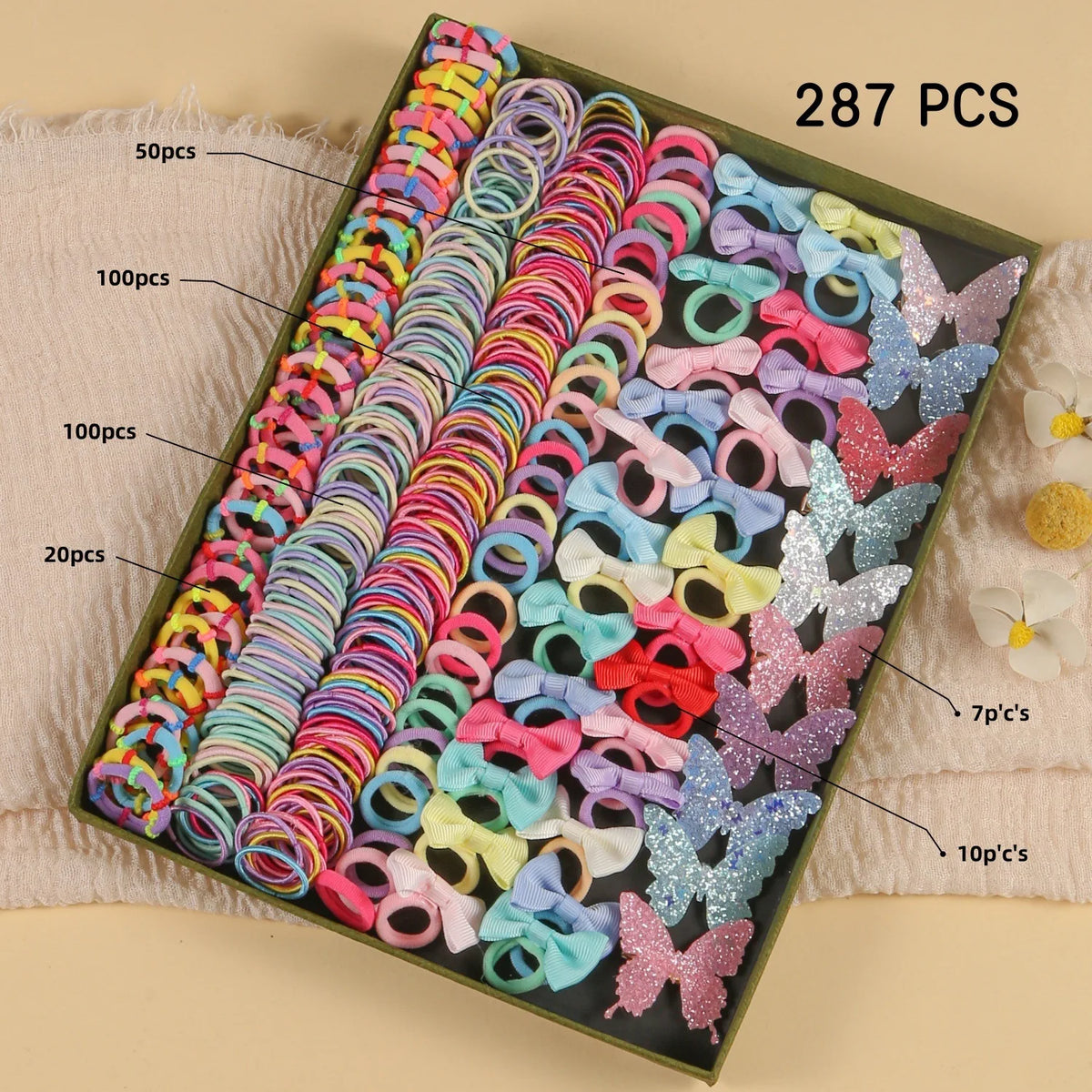 881Pcs Kids Hair Accessories – Clips, Ties & Scrunchies Set