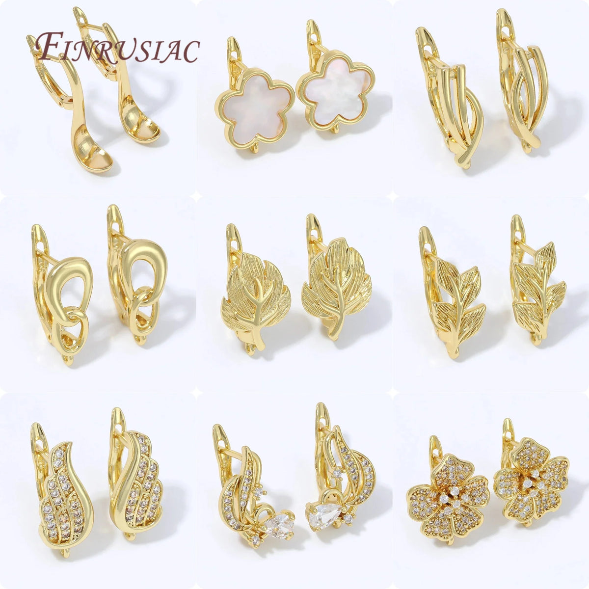 18K Gold Plated Zircon Huggie Earring Findings | DIY Jewelry