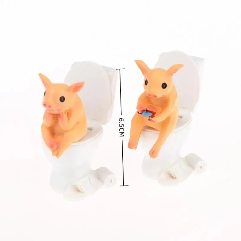 Funny Pig on Toilet Resin Figurine – Whimsical Home Decor