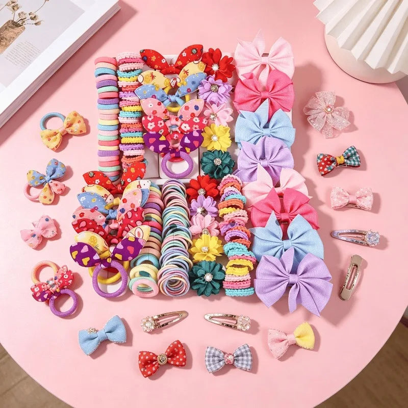 73PCS Girls Hair Accessories Set – Clips, Ties & Barrettes